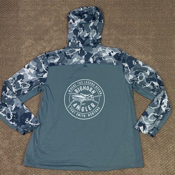 Simms SolarFlex Hoody Hoodie Men's XL Blue Gray Camo Fishing Performance UPF 50 - Picture 2 of 15